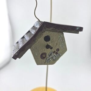 Kurt Adler Wooden Birdhouse‎ Ornament, Tree Decoration, Glitter Accents